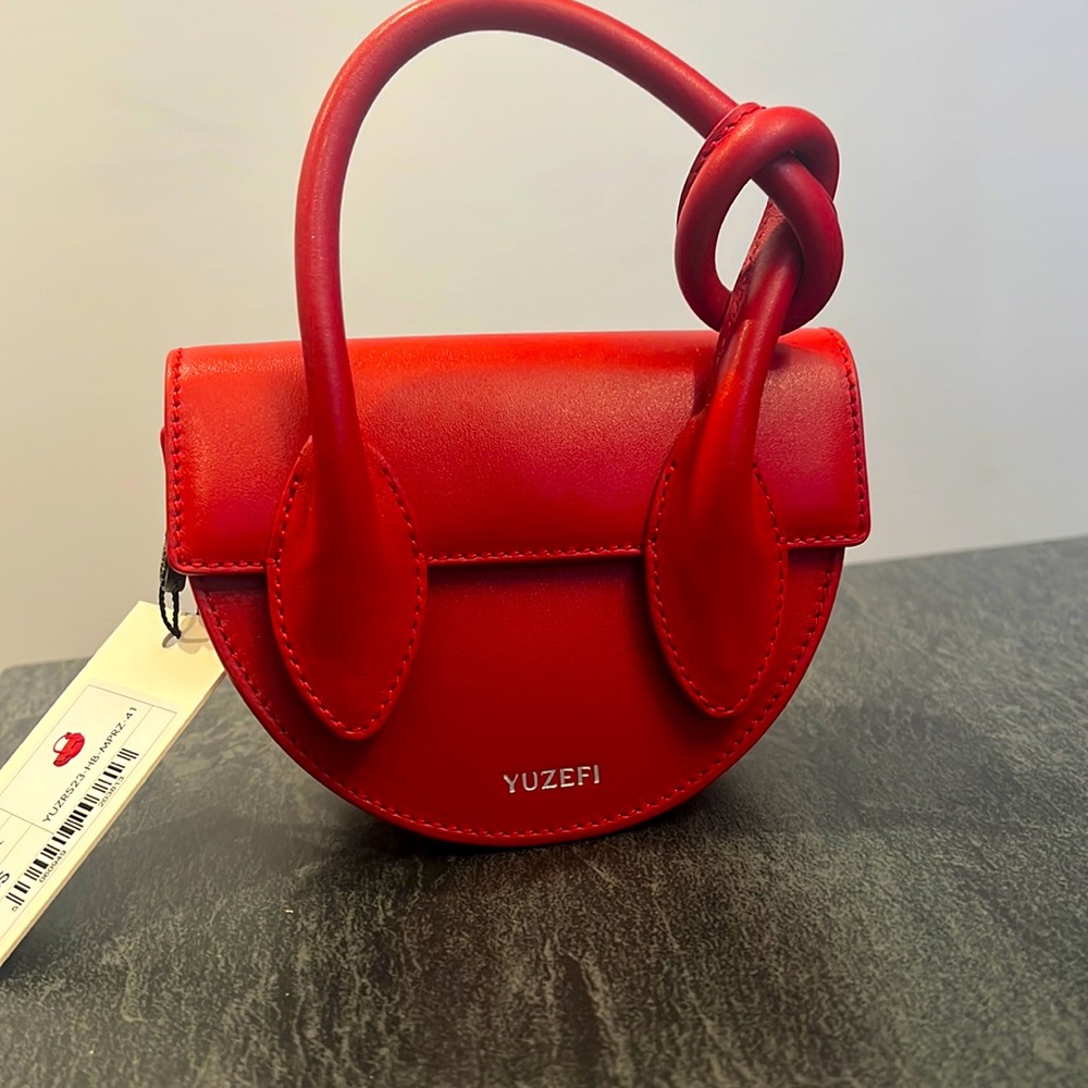 Yuzefi mini Pretzel Leather handbag, Red